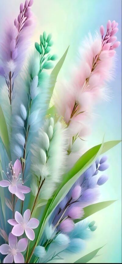 Pastel Fluffy Flowers HD Wallpaper
