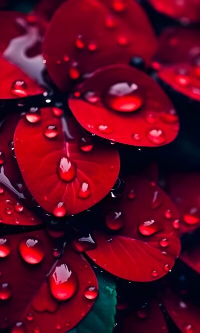 Red Petals Raindrops HD Wallpaper