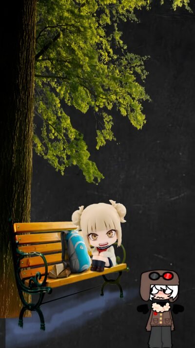 Anime Wallpaper Chibi Park Bench Duo HD