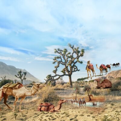 Nature Wallpaper Desert Camels Oasis HD