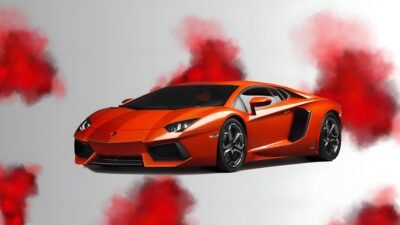 Lamborghini Aventador Red Smoke Power HD Wallpaper