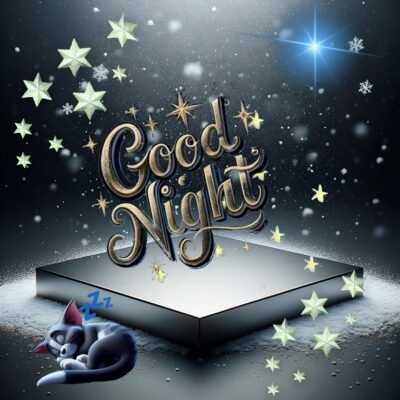 Good Night Dreamy Cat Art HD Wallpaper