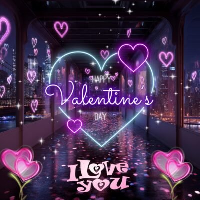 Valentine’s Day Neon Love Art HD Wallpaper